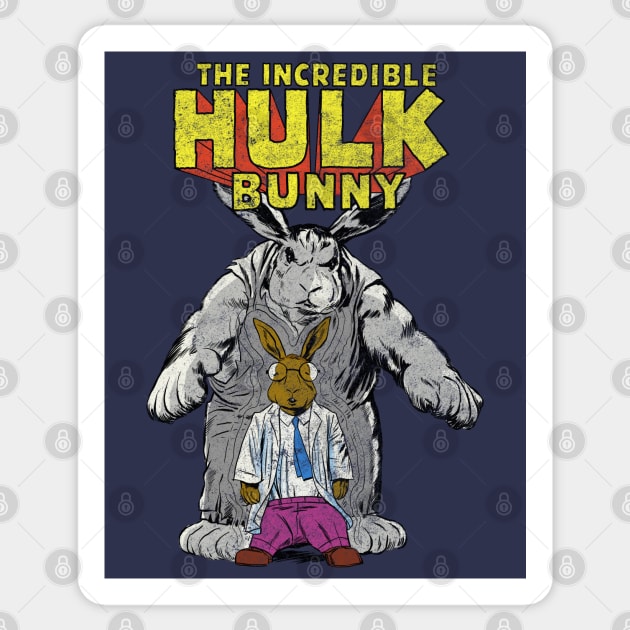 Hulk bunny - retro Sticker by ThirteenthFloor